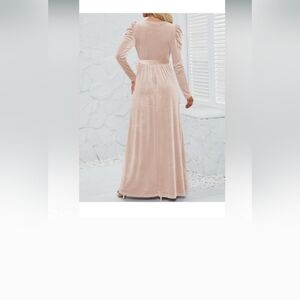 Chic Long Sleeve Cream Maxi Dress